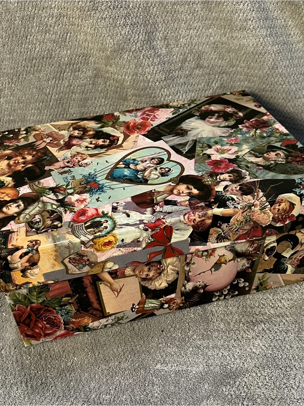 Vintage-style Decorative style Gift Box with Floral & Victorian Collage